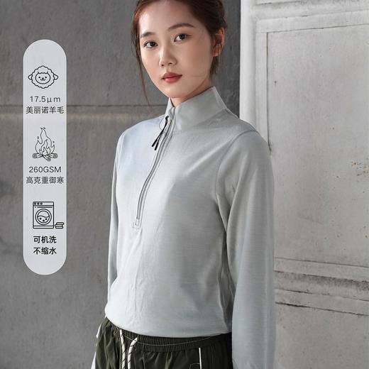 【反季清仓】OdrThreads机能风美利奴羊毛女保暖美丽诺打底半拉链徒步跑步长袖SW24027 商品图0