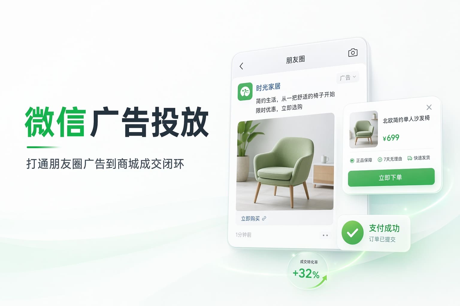 想在微信朋友圈引流却没订单？一站式投广告直连商城成交