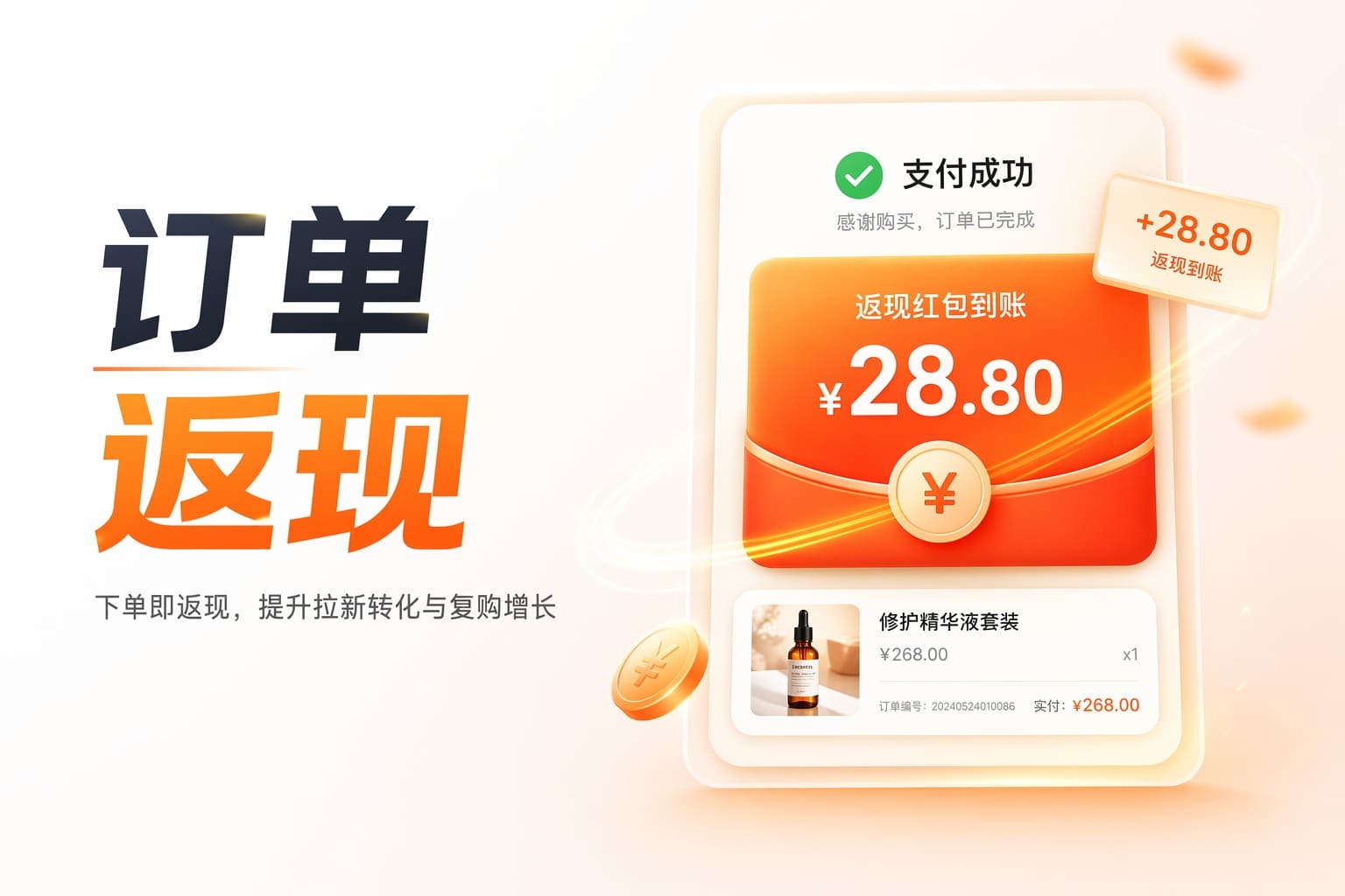 下单就返现，激发客户多买多分享，让沉睡流量主动下单