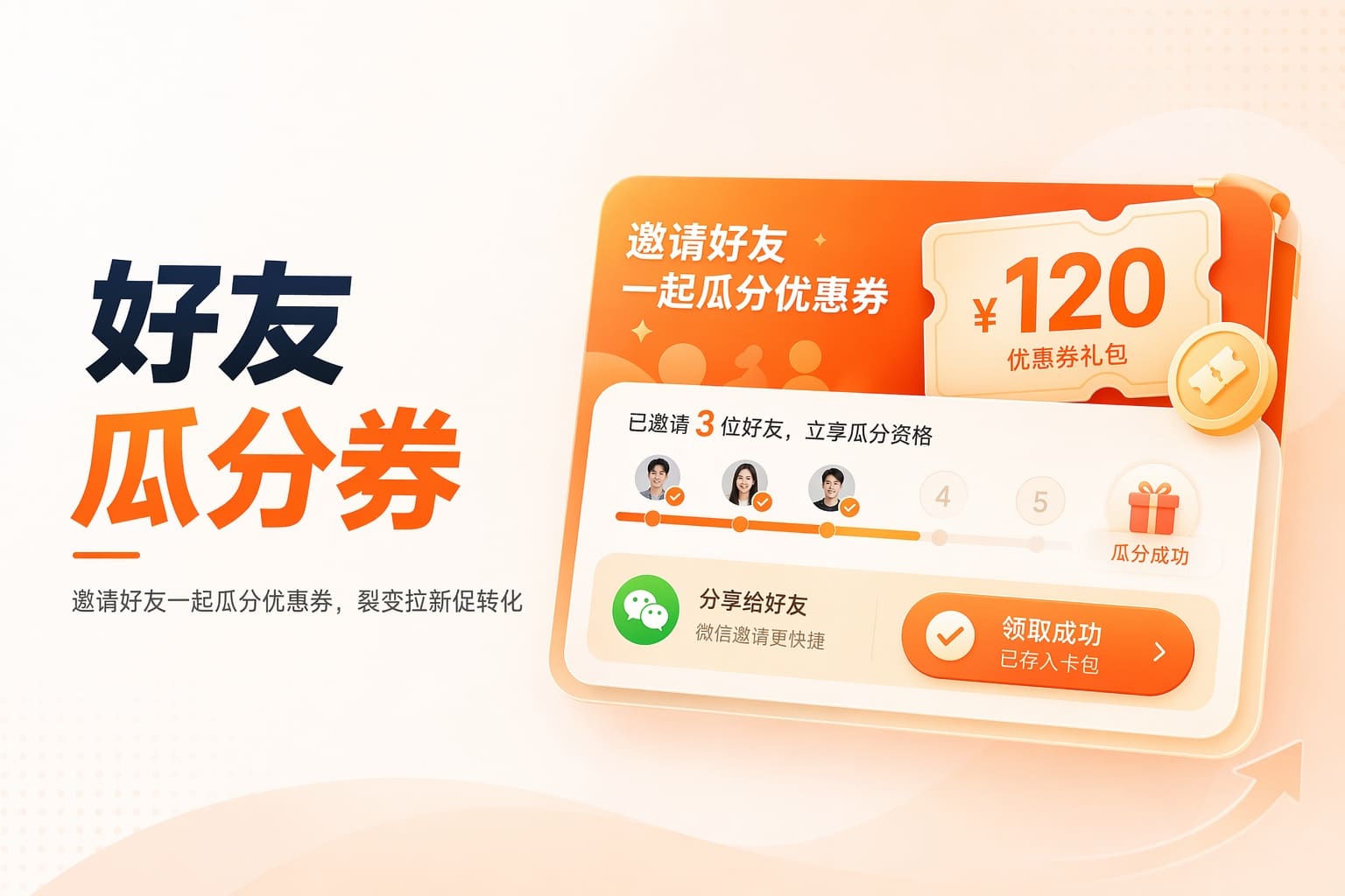 老客带新不见效？用好友瓜分券撬动拉新裂变流量