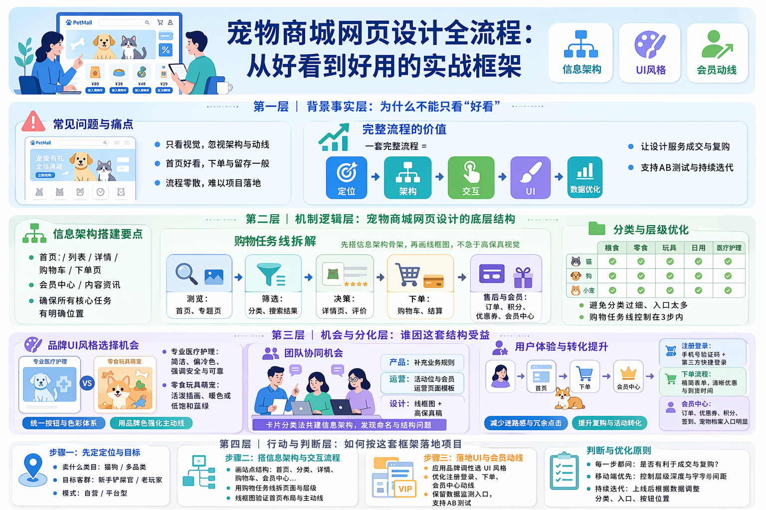 宠物商城网页设计全流程怎么搭?先厘清目标与结构