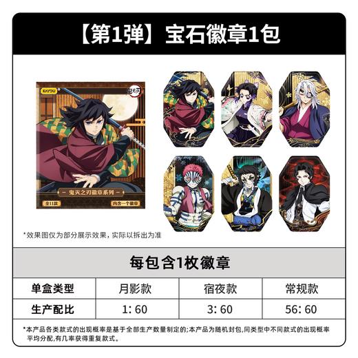 卡游 鬼灭之刃 宝石徽章系列 吧唧 全11种 6包/盒 国谷 商品图0