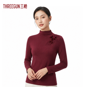 Threegun三枪 【木代尔】花式连领女士长袖上衣打底衫-23884A011