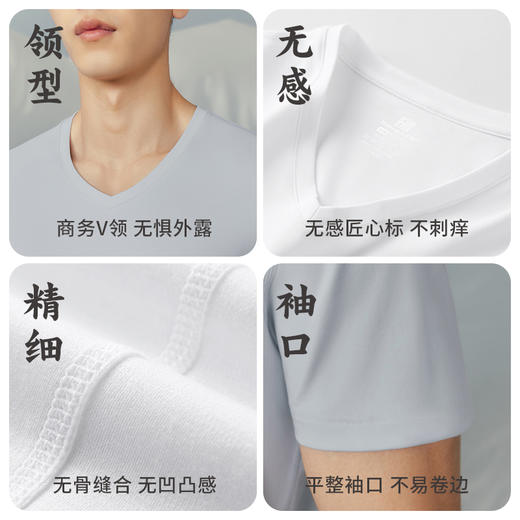 Threegun三枪 120支长绒棉V领短袖男衫-T20025A02 商品图12