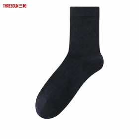 Threegun三枪 桑蚕丝混纺网眼中筒男商务袜-T90081Z03
