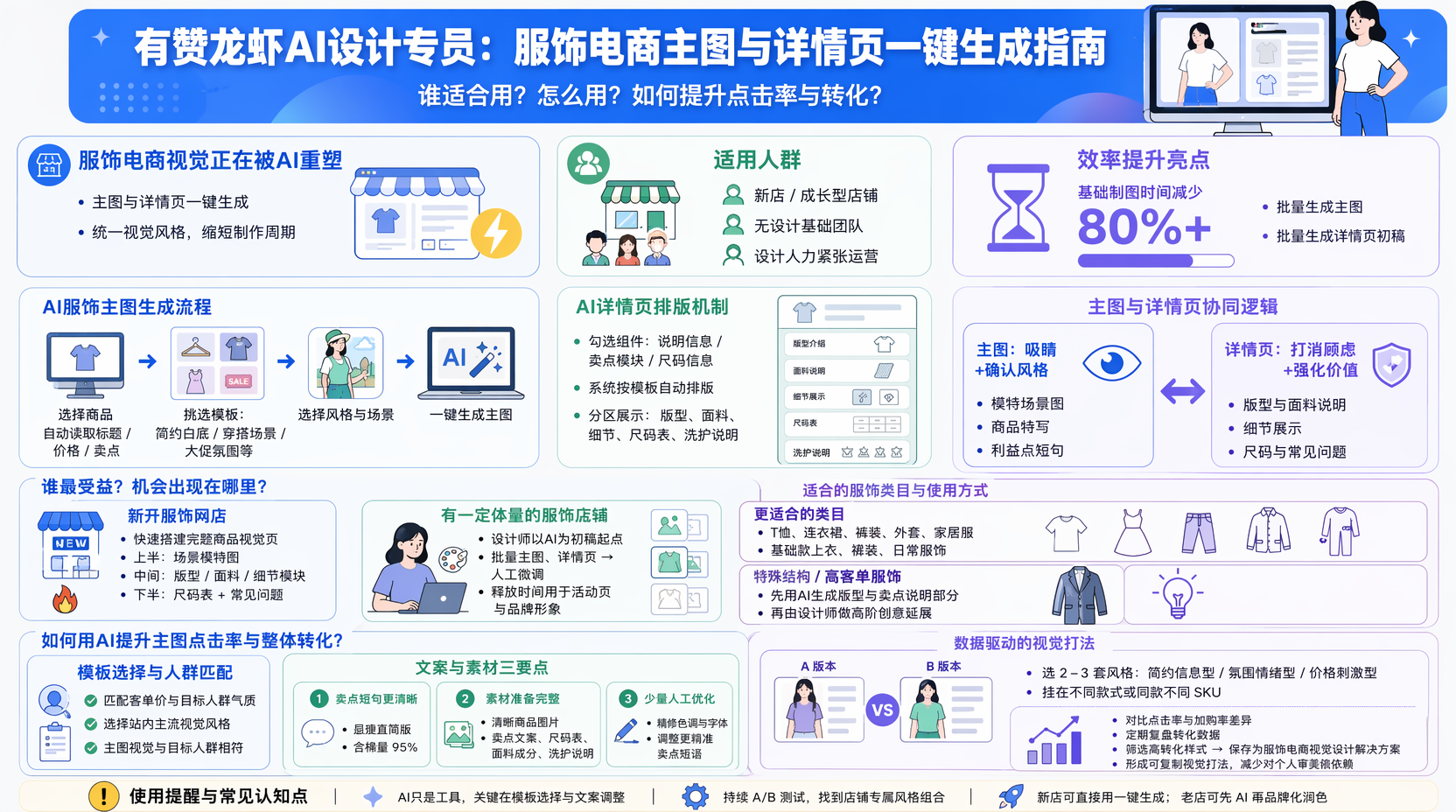 有赞龙虾AI设计专员适合什么服饰类目?