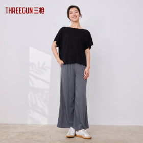 Threegun三枪 冰泉棉圆领连袖宽松女衫-T20188A01
