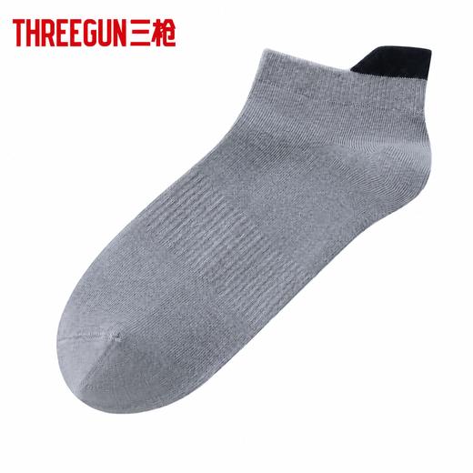 Threegun三枪 裸氨平纹护跟拼色男船袜-T90079Z03 商品图1