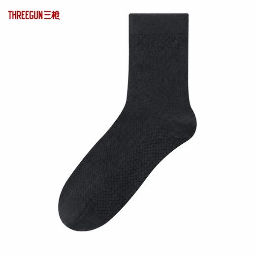 Threegun三枪 桑蚕丝混纺网眼中筒男商务袜-T90081Z03 商品图2