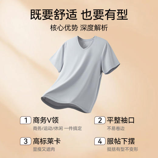 Threegun三枪 120支长绒棉V领短袖男衫-T20025A02 商品图13