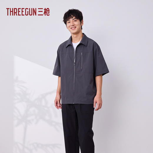 Threegun三枪 廓机能翻领短袖男外套-T80121A01 商品图1