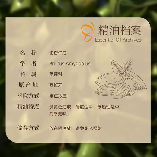 甜杏仁油30ml【基础油·可搭配单方精油】推荐油性肌肤 亲肤滋润减少瘙痒紧绷 润养肌肤按摩经络 22年精油经验【嘉媚乐】 商品图2