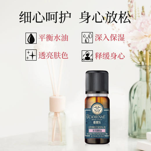 天竺葵精油10ml【单方精油·需搭配使用】平衡皮肤油脂 舒缓压力情绪改善睡眠 22年精油经验【嘉媚乐】 商品图1