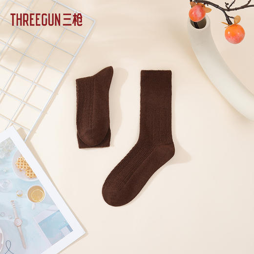 Threegun三枪 羊毛提花中筒女袜(1双装)-91440Z031 商品图1