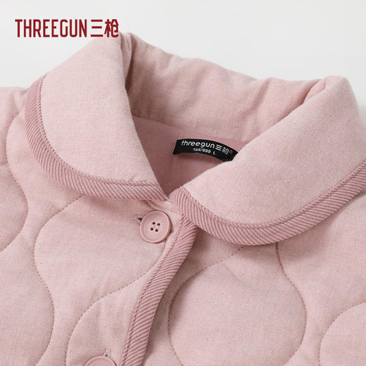 Threegun三枪 绒布夹棉翻领开襟长袖女家居套-T80125D04 商品图1