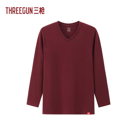 Threegun三枪 抗菌长绒棉V领男打底衫-23903A011 商品图0