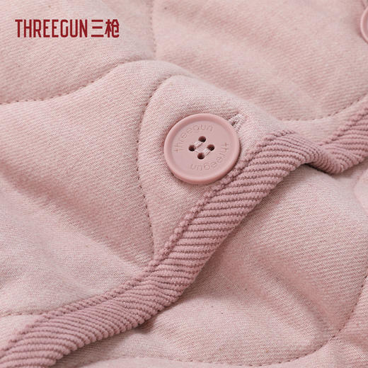 Threegun三枪 绒布夹棉翻领开襟长袖女家居套-T80125D04 商品图2