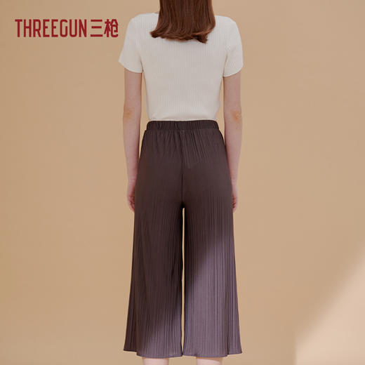 Threegun三枪 【压皱纹理款】女士宽松阔脚八分裤-60965B911 商品图7