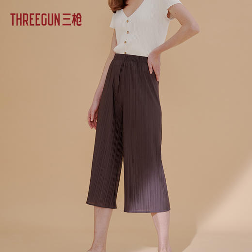 Threegun三枪 【压皱纹理款】女士宽松阔脚八分裤-60965B911 商品图6