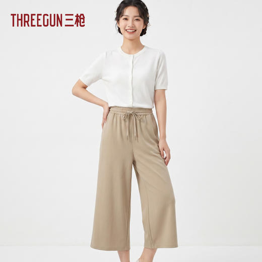 Threegun三枪 时尚女阔腿八分裤-61392B011 商品图1