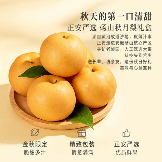 正安严选 砀山秋月梨礼盒款 金秋送礼限定 个大饱满脆甜多汁 秋燥肺部咳嗽咽喉老师 8个大果 商品图1