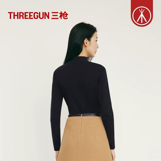 Threegun三枪 【舒肤棉】刷绒半高领女士长袖上衣打底衫-23540A011 商品图1