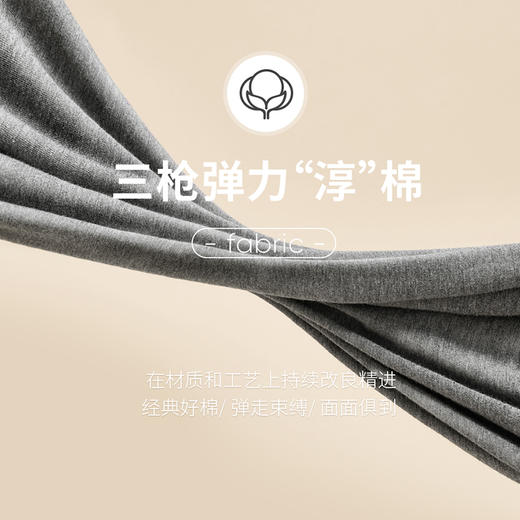 Threegun三枪 【舒肤超薄弹力棉】花边圆领男士保暖内衣套装-23269D921 商品图11