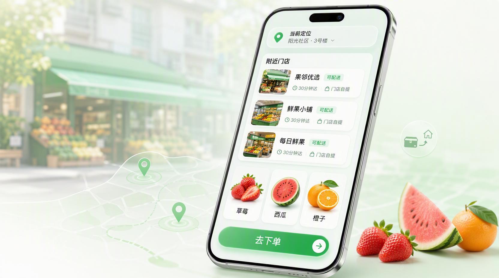 水果外送小程序 - 拉动周边生鲜客流,让线上下单忙不停