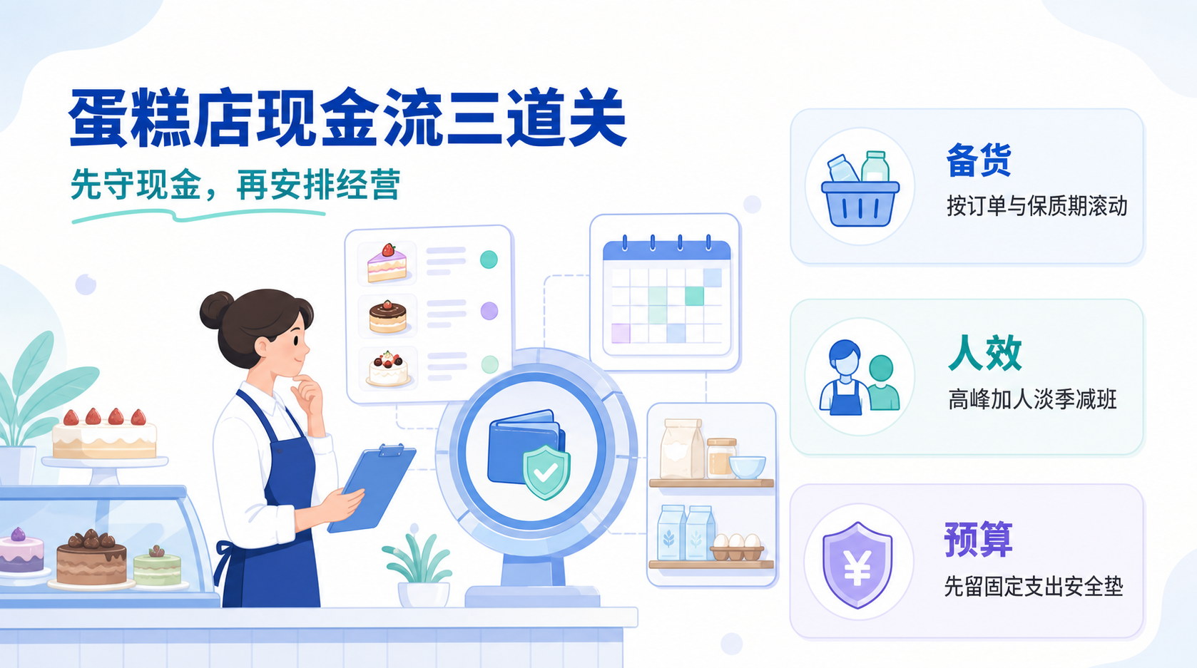 蛋糕店淡旺季现金流怎么管？备货、人效与预算实用方法