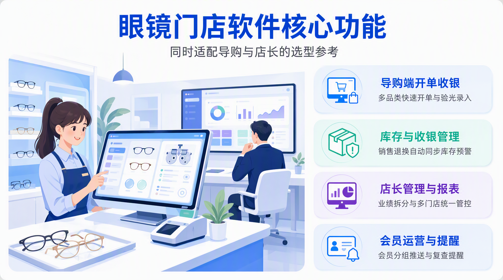眼镜店导购用什么软件?前台使用需要哪些功能