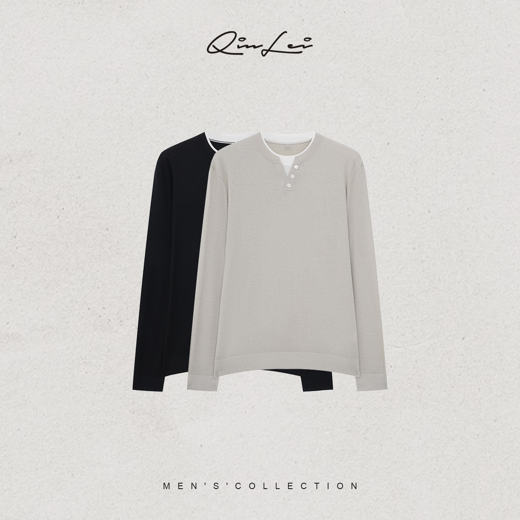 男装「亨利V领」绵羊毛定织织纹细密针织衫LL-WZZZ10228 O8商品图3