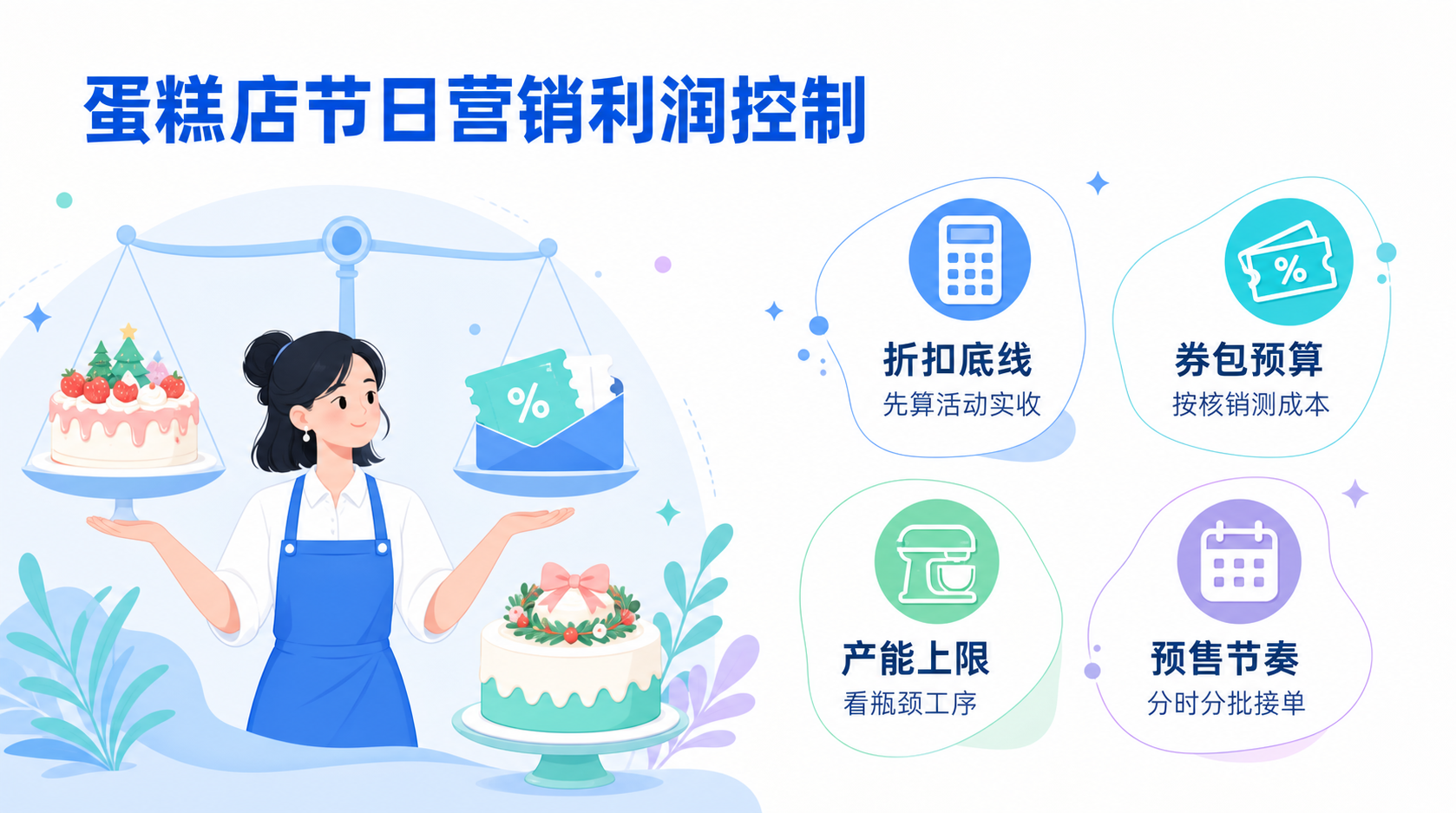 蛋糕店节日营销利润控制:折扣、券包与产能测算