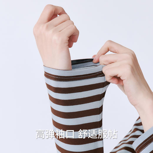 Threegun三枪 抗菌棉彩条圆领女士打底衫-24418A011 商品图6