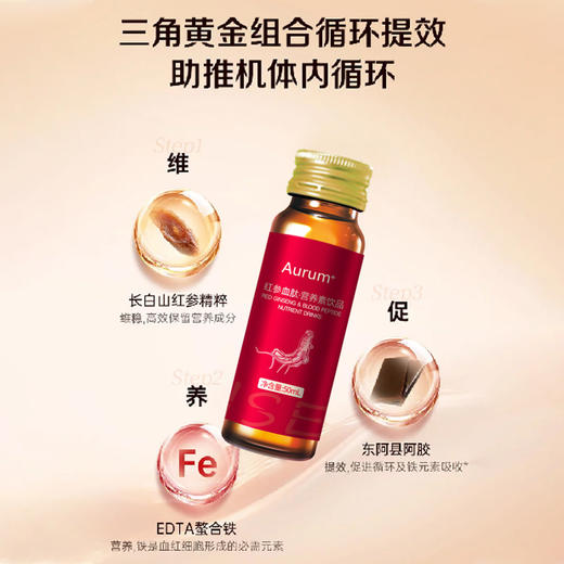 红参血肽营养素饮品 精选正官庄红参 红色东阿阿胶微量元素 高浓度精粹适合女性人群手脚冰冷  活力充盈坚持养出好气色 红参酵素饮 50ml*10瓶/盒 商品图2
