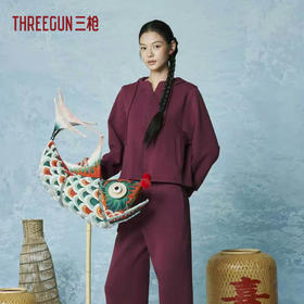 Threegun三枪 空气棉连帽开襟轻松女衫-T80202A01