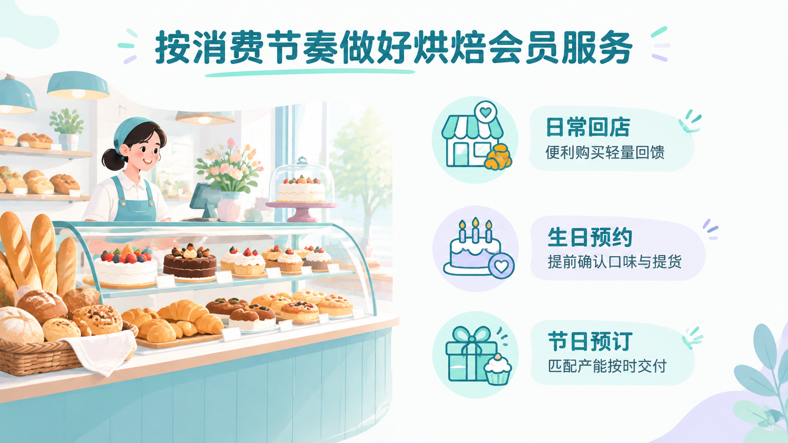 烘焙店日常、生日与节日复购运营示意