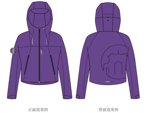 清华文创女士短款冲锋衣紫色款 商品图0
