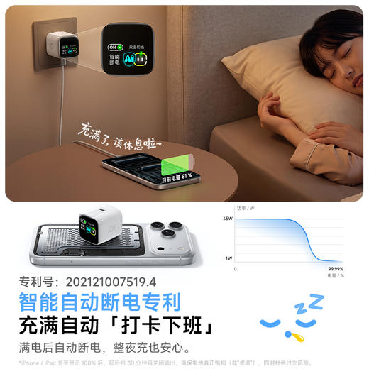 娄艺潇同款 | 倍思 小智充 AE22 苹果充电头新款 数显快充充电器 1C 45W  商品图1