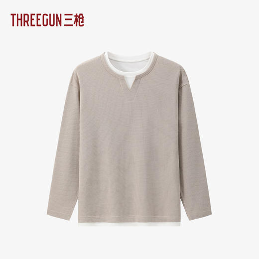 Threegun三枪 华夫格相拼圆领男打底衫-T20255A01 商品图1