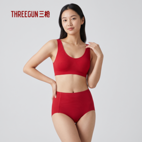 Threegun三枪 吉庆80支木代尔罗纹无痕女内裤-T40050B02
