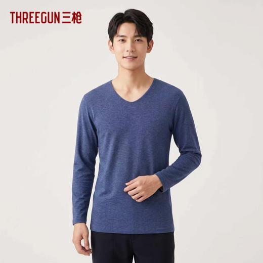 Threegun三枪 【双色羊毛蚕丝】暖绒无痕V领男士长袖上衣打底衫-23889A021 商品图2