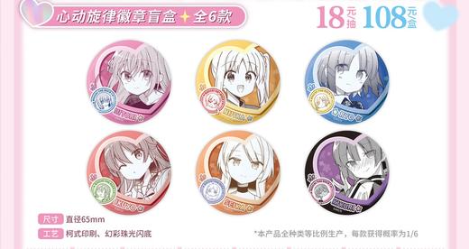 孤独摇滚 漫画原画 心动旋律 徽章 吧唧 6包/盒 国谷 商品图0