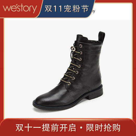 westory时尚潮流马丁靴女高跟尖头 2019年冬季新款W29DS80901 商品图0